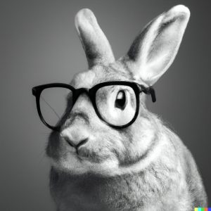 unsolicited comedy advice smart rabbit in glasses ai image